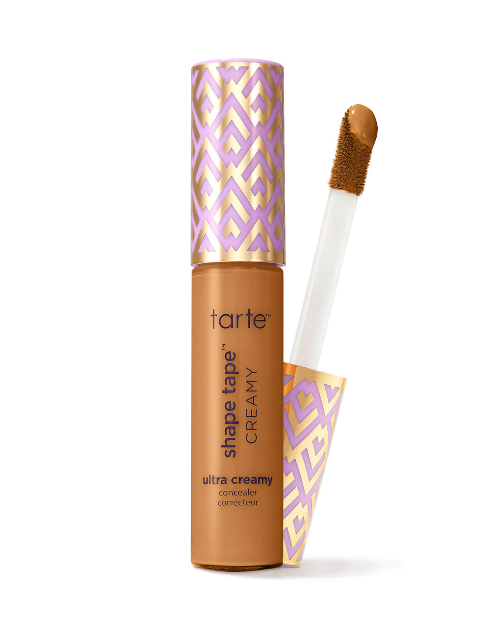 Tarte Shape Tape Creamy concealer with applicator on a white background