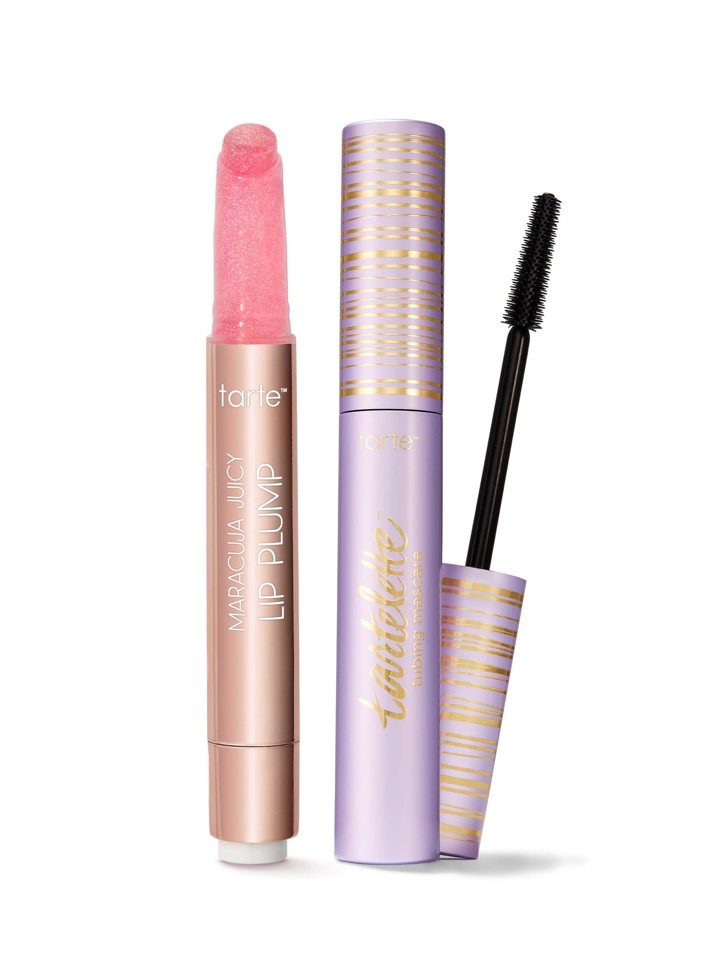 viral shimmer glass lip plump & tubing mascara duo