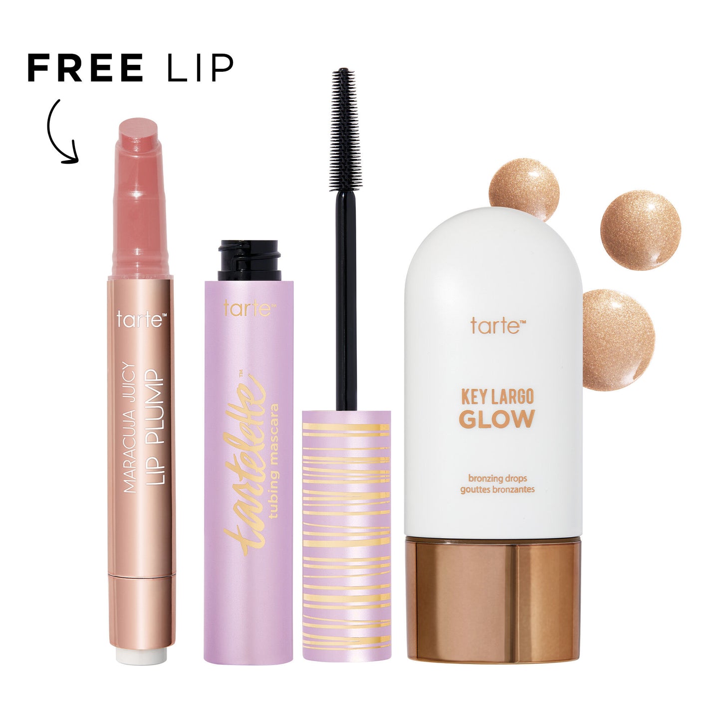 tarteâ„¢ maracuja juicy lip plump, tubing mascara and bronzing drops image number 1