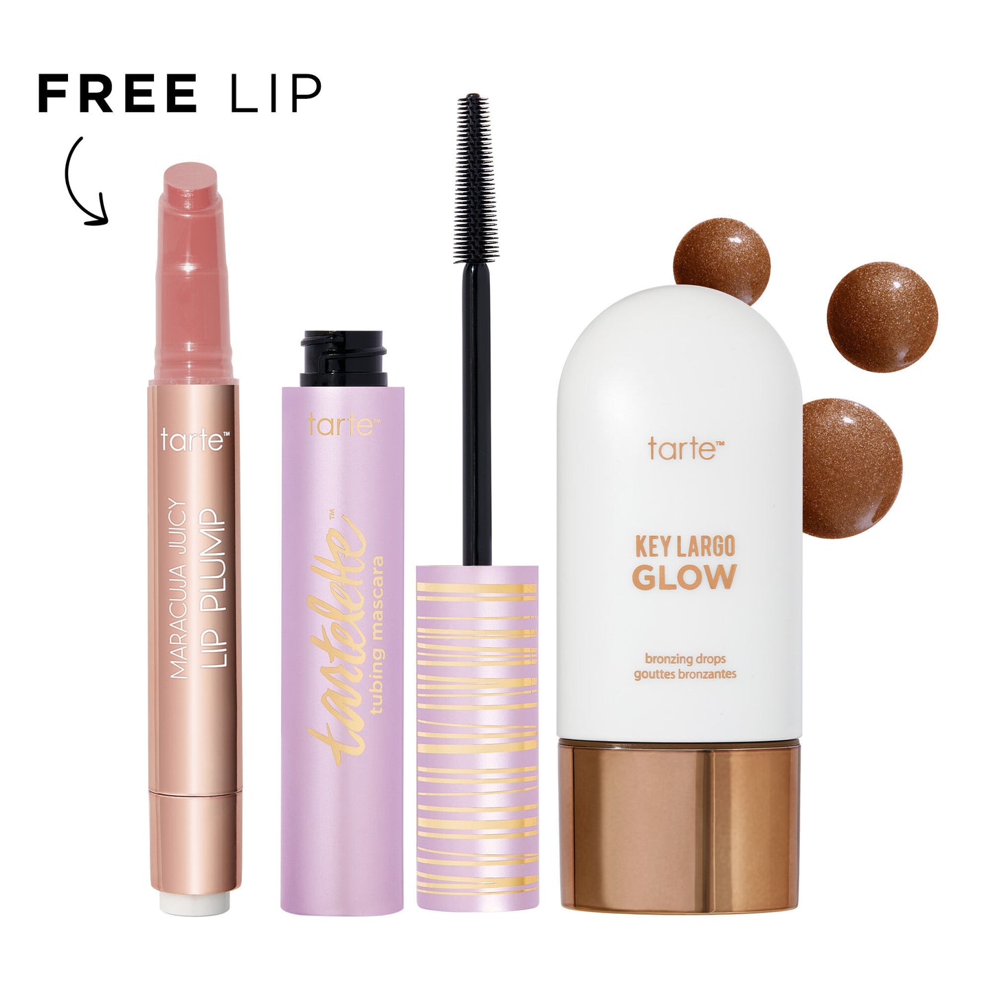 tarteâ„¢ maracuja juicy lip plump, tubing mascara and bronzing drops image number 1