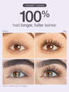 Before and after comparison of eyes with maneater mascara showing longer, fuller lashes.