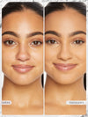 Two close-up images of a woman's face compare before (left) and after (right) using a product. Text shows Before on the left and Concealed on the right.