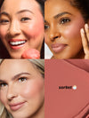 Collage of four women with different skin tones and a sorbet brand logo.