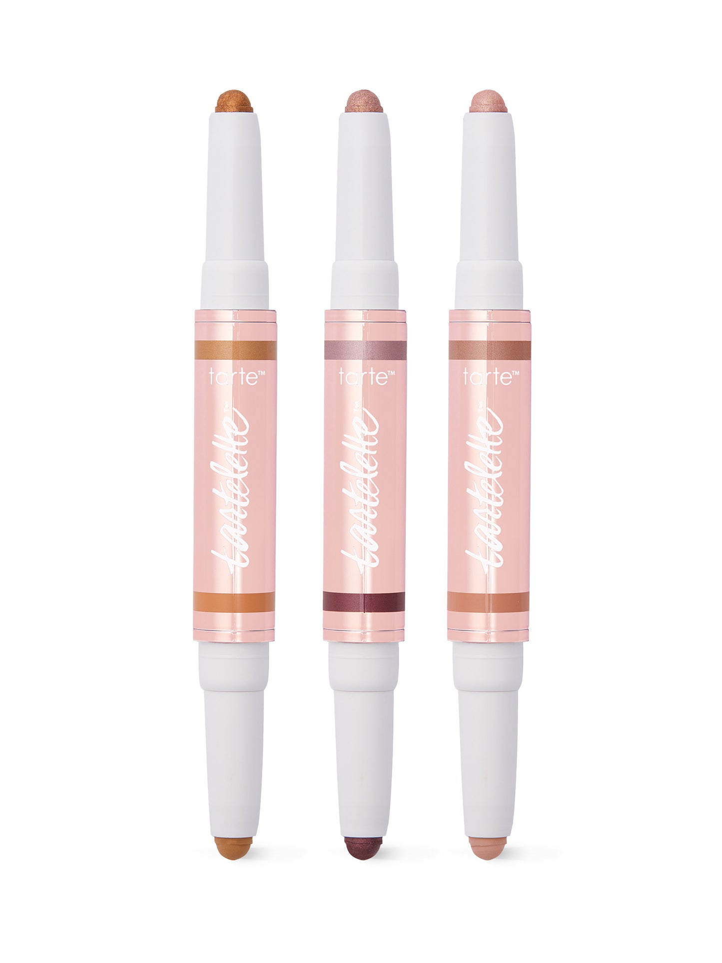 Three lip glosses with visible brand name on a white background