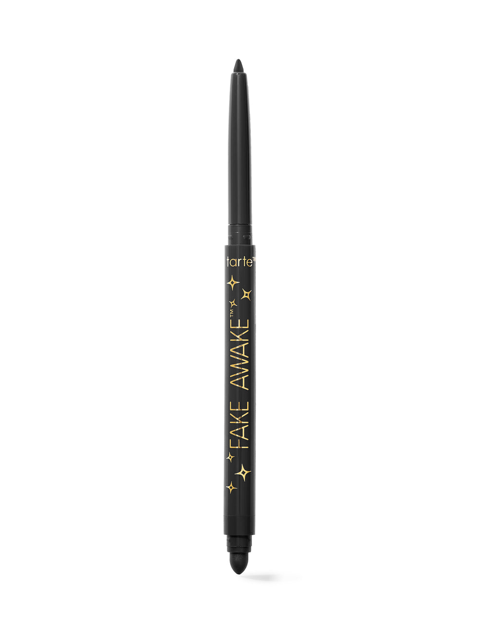 Black eyeliner pencil with 'tarte' branding on a white background