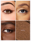 Collage of eyes with different skin tones wearing makeup, featuring a swatch labeled 'sultry'.