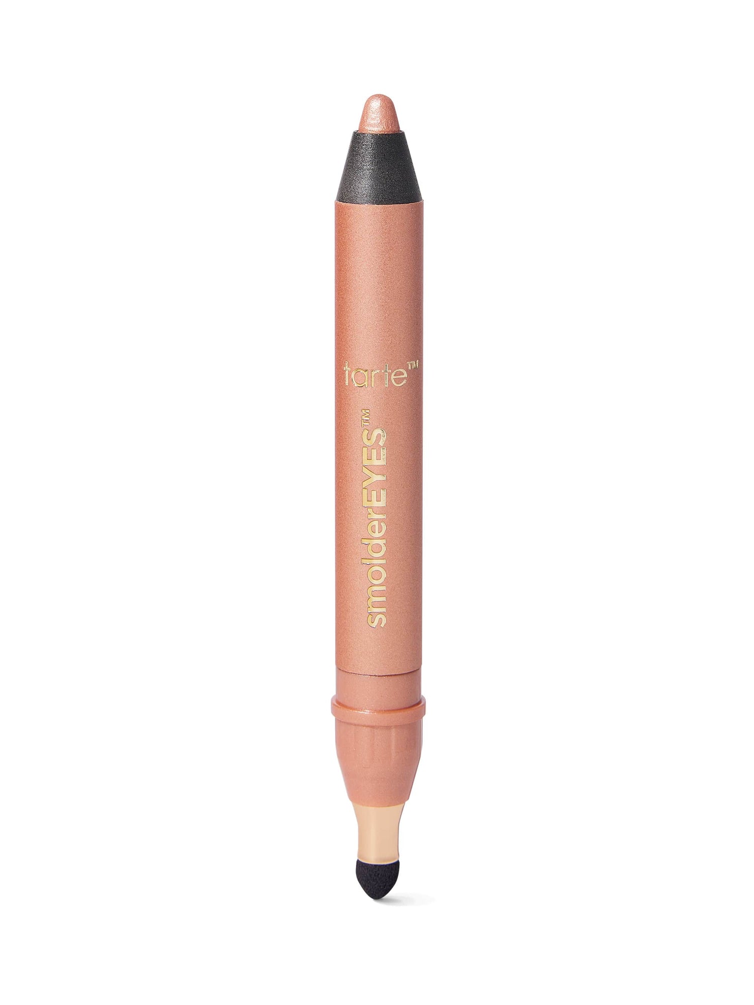 Makeup pencil with black cap and beige body on a white background