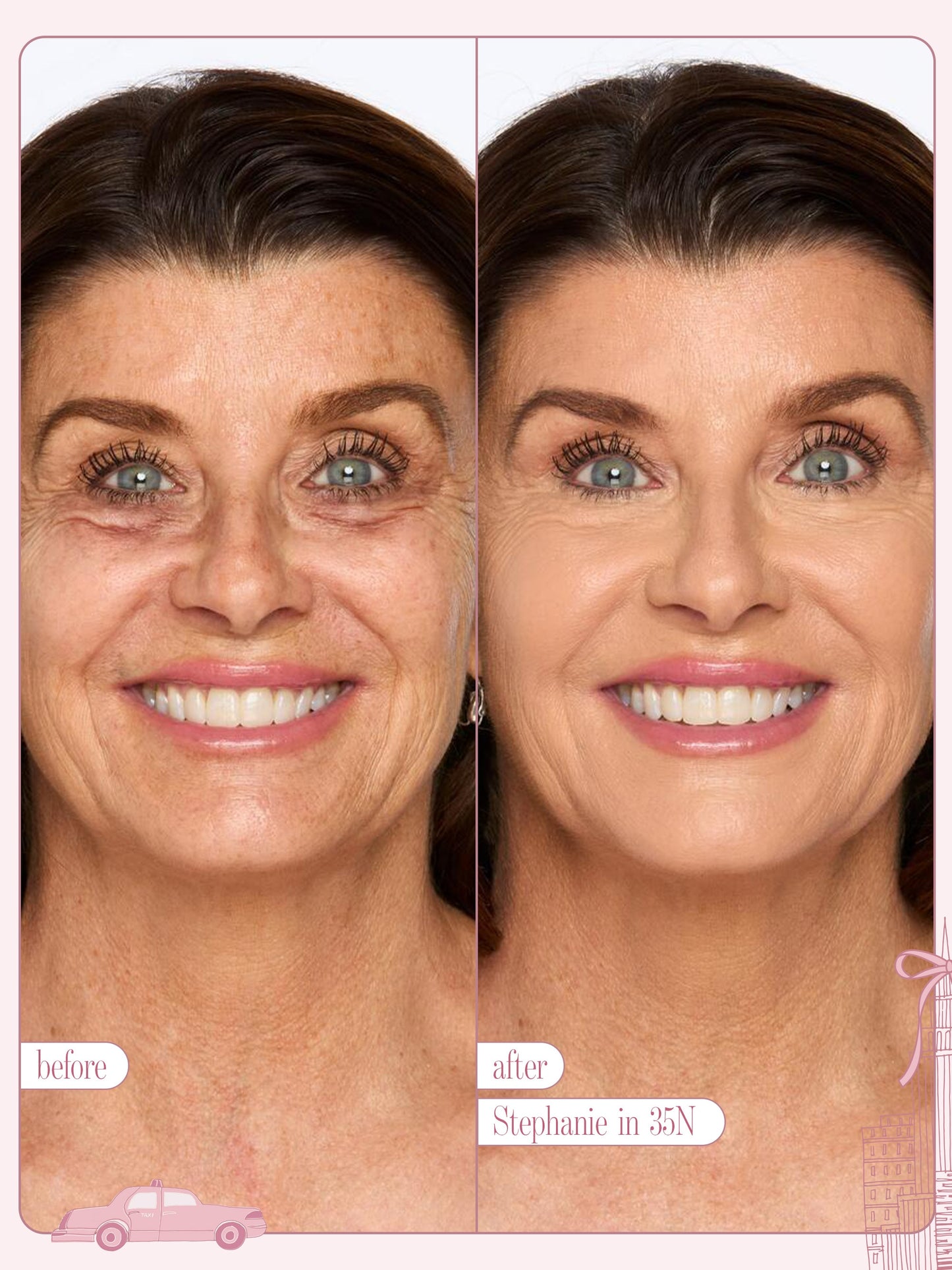 before and after of tarte cosmetics spotted the icons creamy best sellers in shade 35N