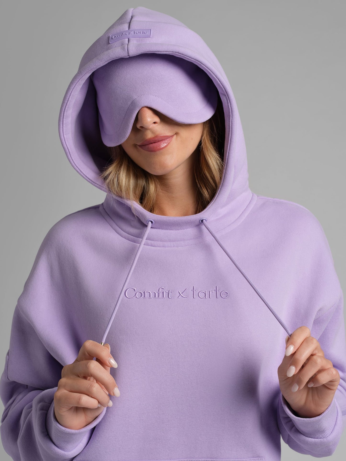tarte x Comfrt airplane mode travel hoodie