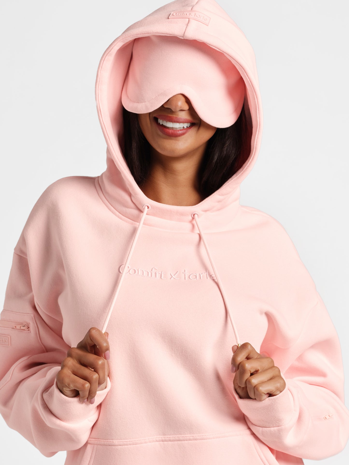 tarte x Comfrt airplane mode travel hoodie