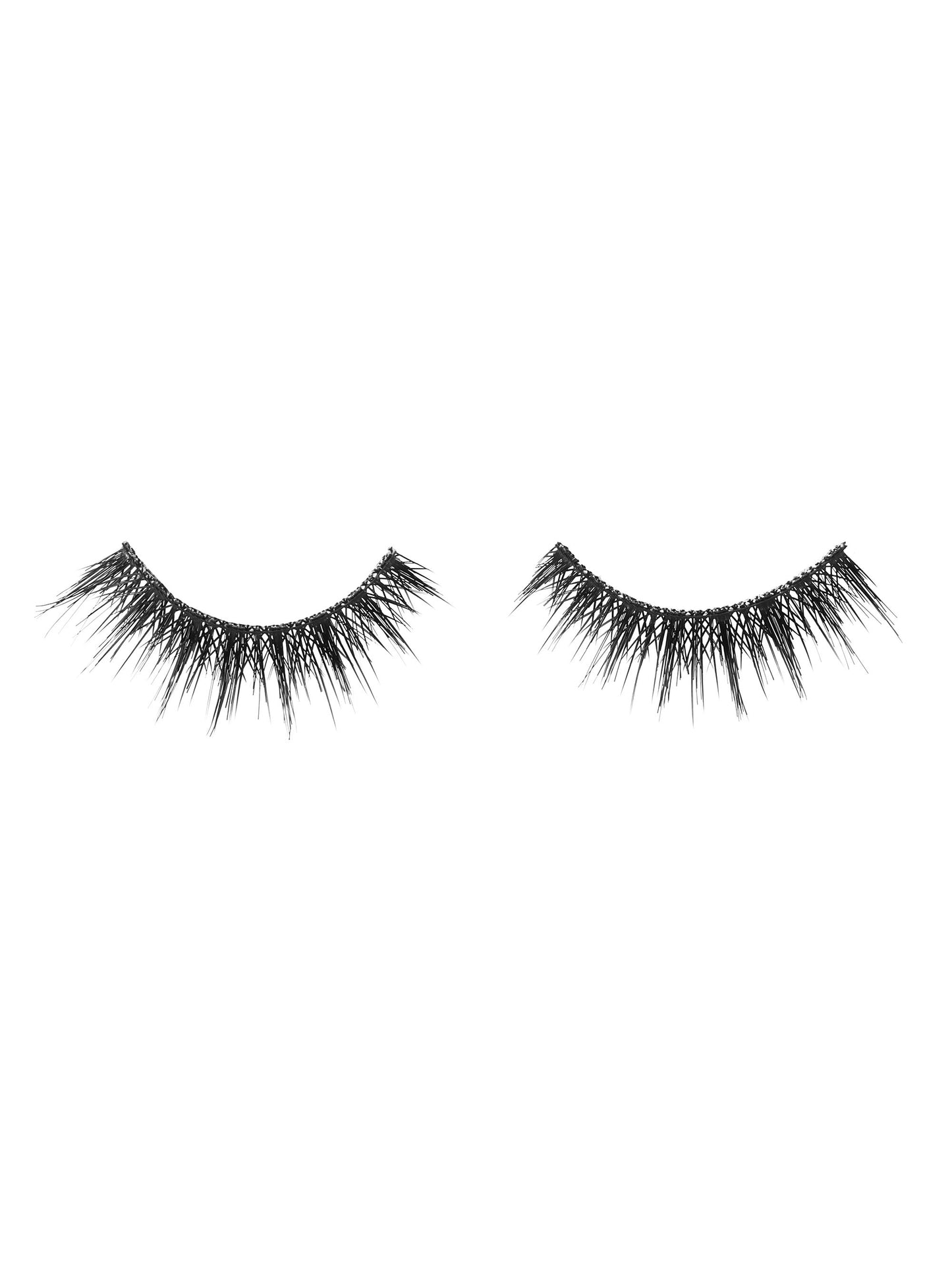 Pair of black false eyelashes on a white background