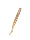 Gold-colored tweezer with 'Lancert' branding on a white background
