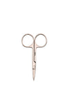 Pair of rose gold nail scissors on a white background