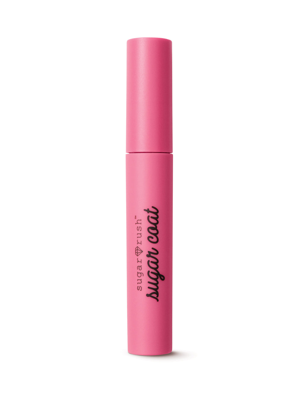 Pink lip gloss with 'sugar rush' branding on a white background