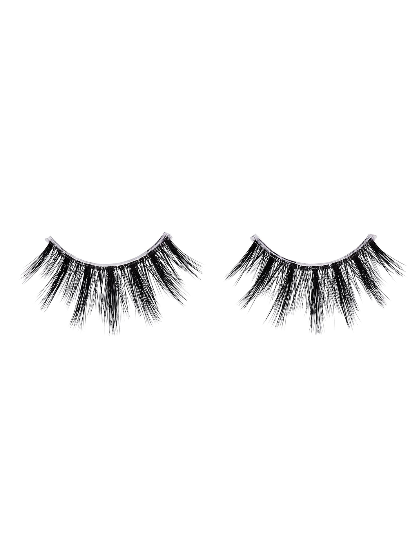 Pair of black false eyelashes on a white background