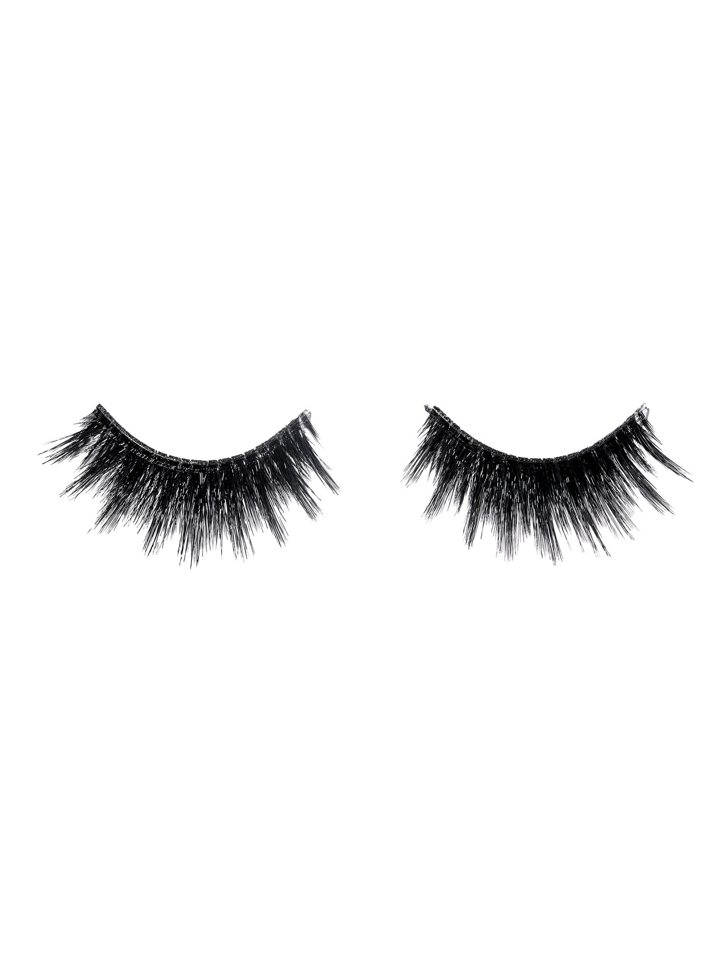 Pair of black false eyelashes on a white background