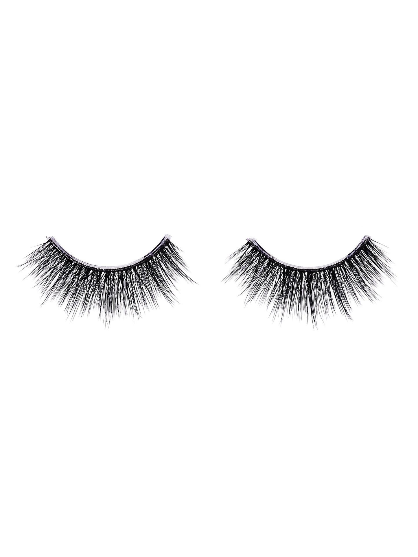 Pair of black false eyelashes on a white background