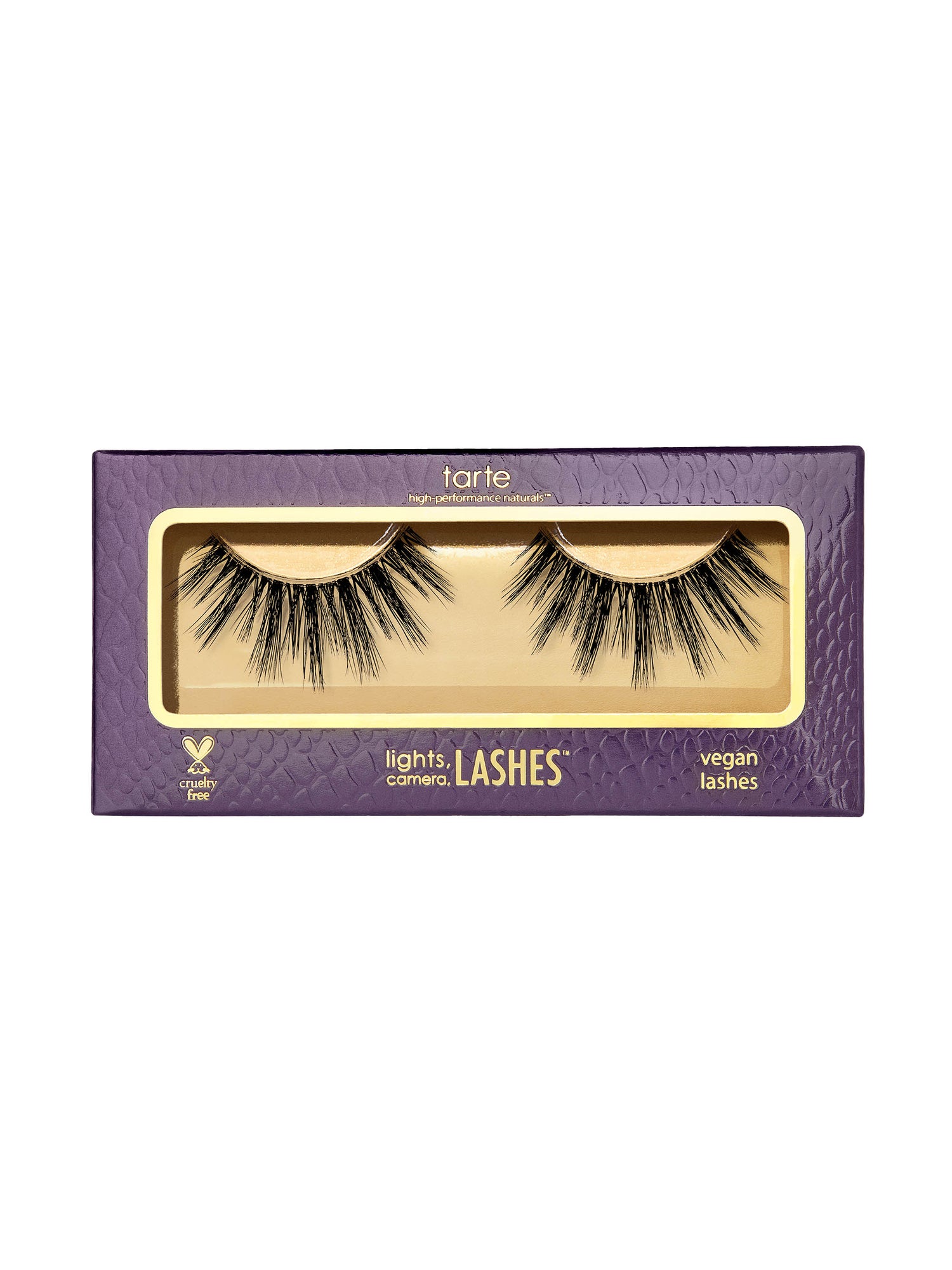 Tarte false eyelashes packaging with purple box on a white background
