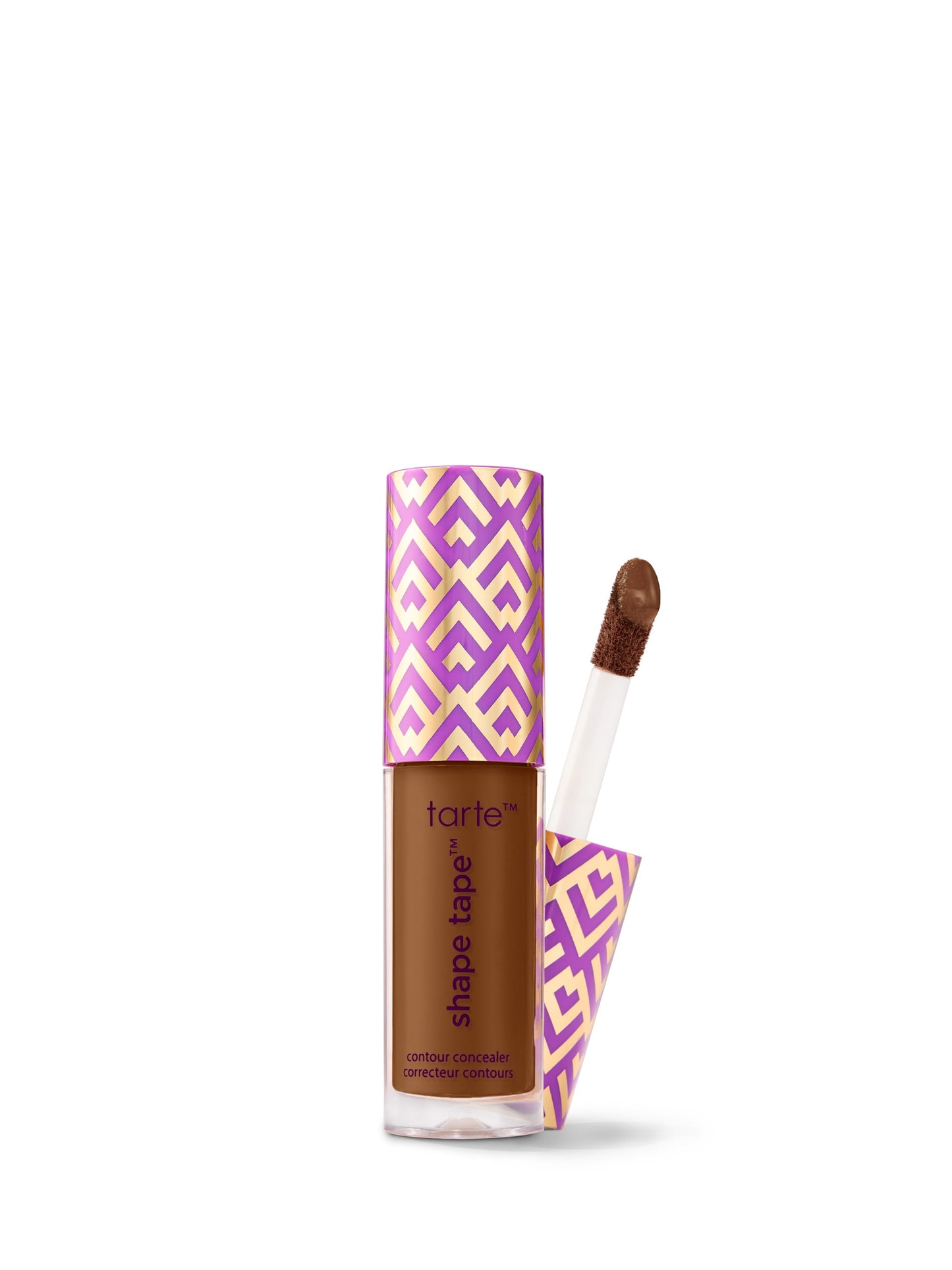Tarte Shape Tape product with purple and gold packaging on a white background