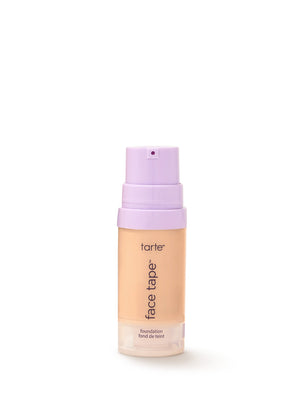 Tarte face tape foundation bottle with purple cap on a white background