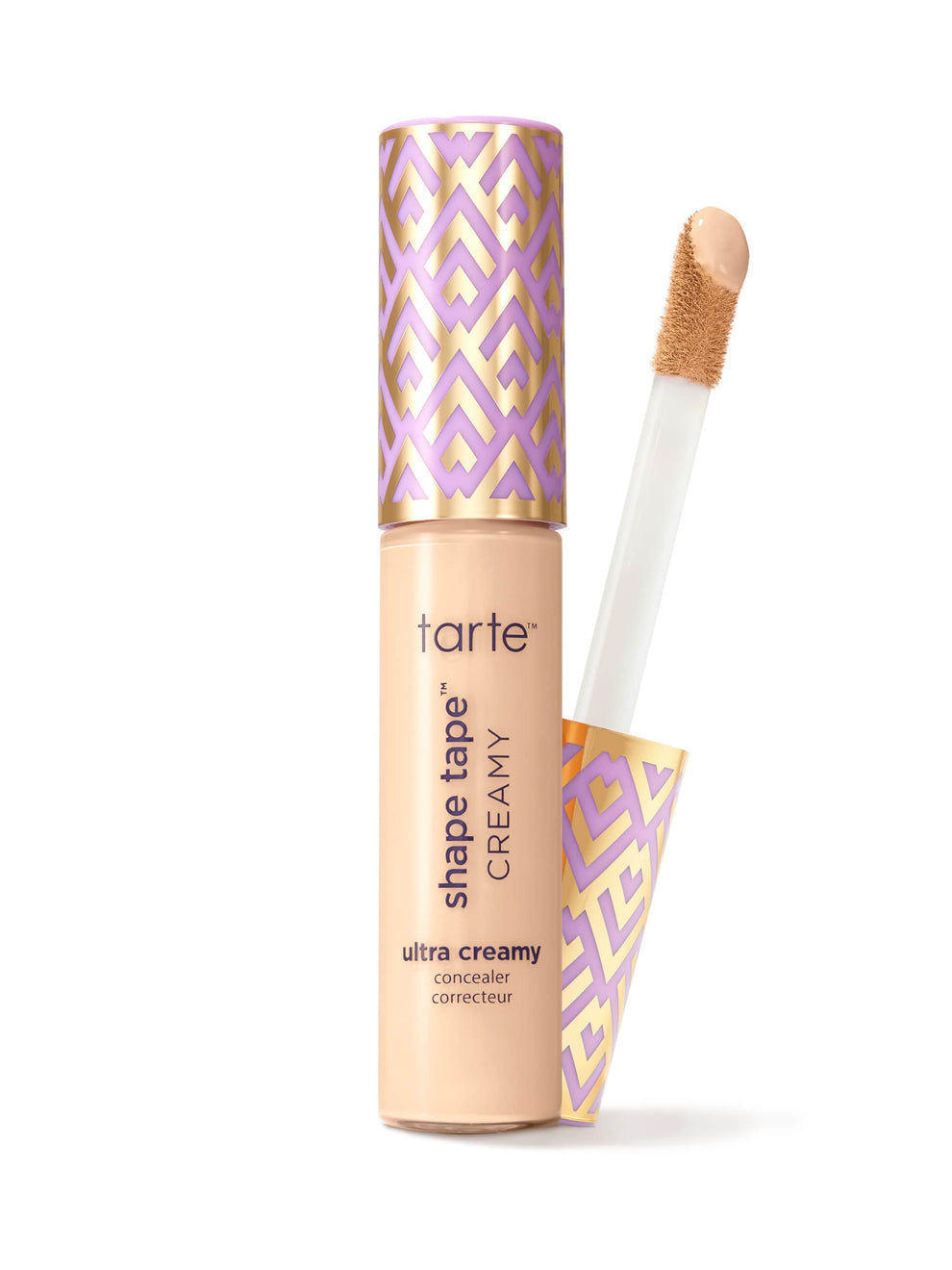 Tarte Shape Tape Creamy concealer with applicator on a white background