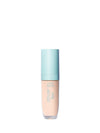 Foundation bottle with blue cap on a white background