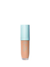 Foundation bottle with light blue cap on a white background