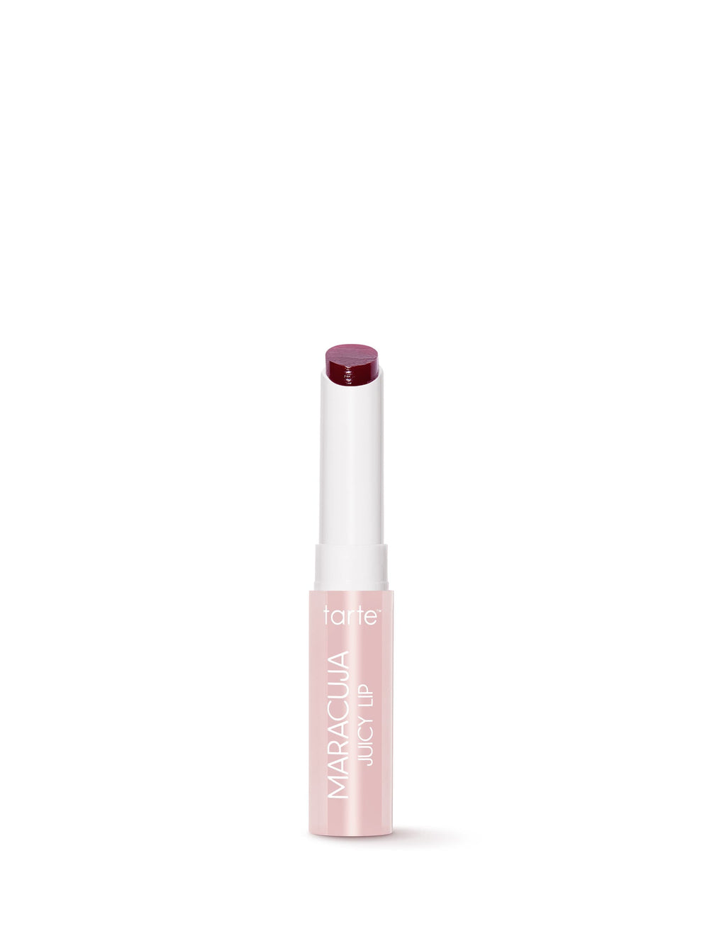 Lip balm with a white cap and pink body on a white background