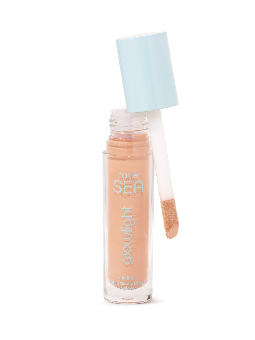 Foundation bottle with applicator on a white background