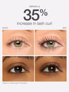 Before and after comparison of eye lashes with 35% increase in curl.