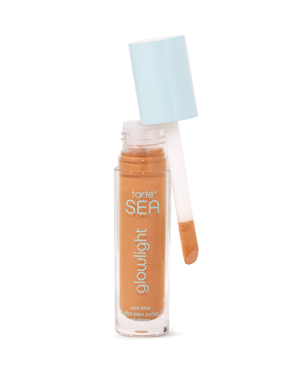 Tarte SEA Glowlight skin filter with applicator on a white background