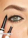 Eyeliner pen with applicator being used on a person's eye, with 'Ciara in black & champagne' text.