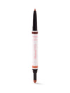 Makeup pencil with black cap and orange tip on a white background