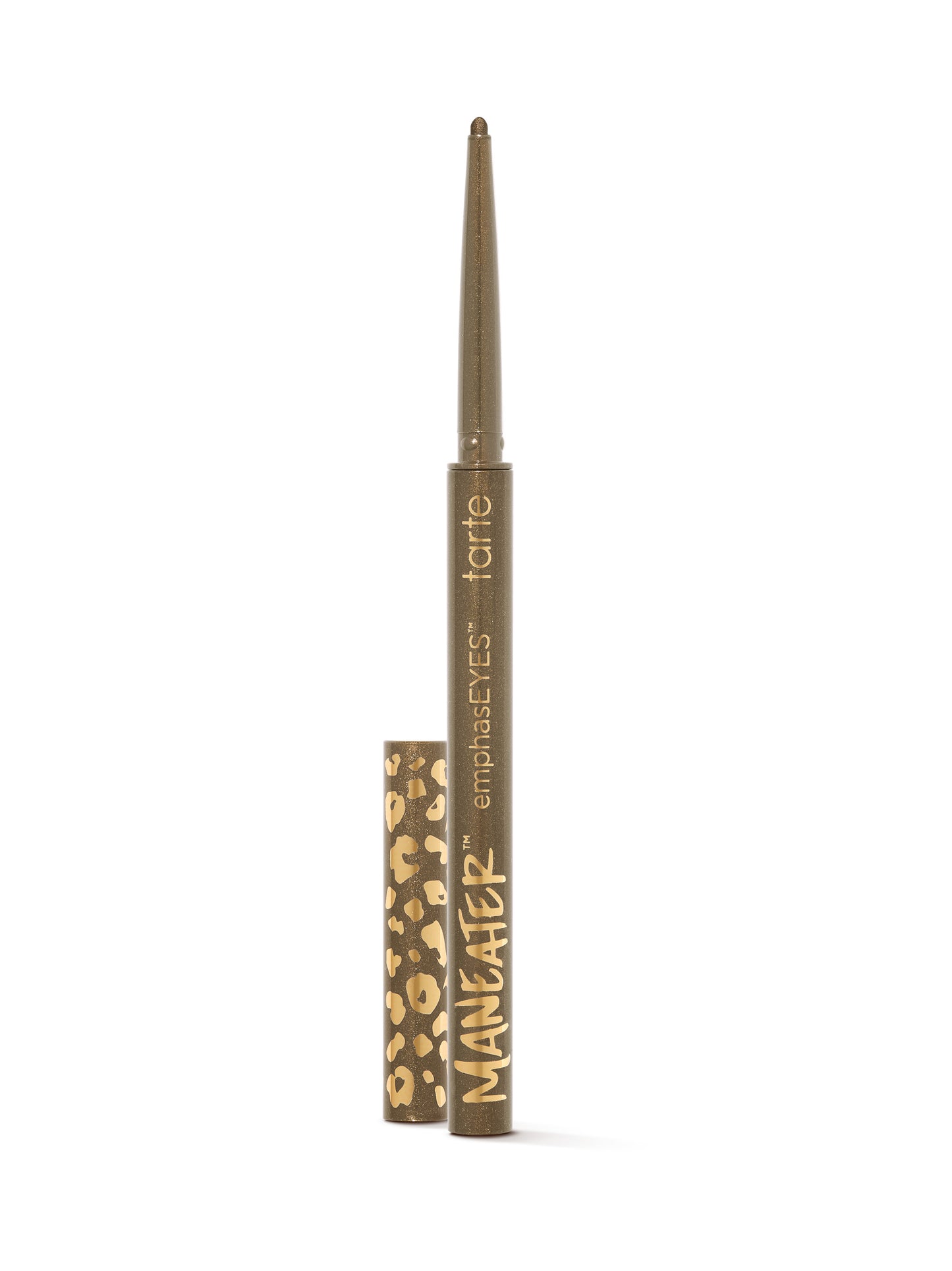 Tarte Maneater eyeliner pencil with leopard print packaging on a white background
