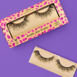 thick large black cruelty-free false lashes on purple background image number null