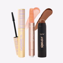 maracuja juicy lip shimmer, XL tubing mascara and bronzer stick trio image number 0